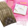 Ve Sunny Human Hair Clip in Extensions Double Weft Ginger Copper Clip on Hair Extensions for Women Short Hair Extensions Real Human Hair 7pcs 14 Inch 105g(Clip-3 #3/8/22 Cool Breeze Ombre)
