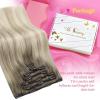 Ve Sunny Human Hair Clip in Extensions Double Weft Ginger Copper Clip on Hair Extensions for Women Short Hair Extensions Real Human Hair 7pcs 14 Inch 105g(Clip-4 #SUN Arctic Haze Blonde)