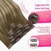 Ve Sunny Human Hair Clip in Extensions Double Weft Ginger Copper Clip on Hair Extensions for Women Short Hair Extensions Real Human Hair 7pcs 14 Inch 105g(Clip-3 #3/8/22 Cool Breeze Ombre)