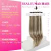 Ve Sunny Human Hair Clip in Extensions Double Weft Ginger Copper Clip on Hair Extensions for Women Short Hair Extensions Real Human Hair 7pcs 14 Inch 105g(Clip-2 #P8/60 Midnight Frost Blonde)