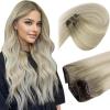 Sunny Hair Clip in Hair Extensions Real Human Hair 120g Remy Hair Clip in Extensions for Women Human Hair Extensions Black Ombre Brown Balayage Caramel Blonde 24 Inch(A-8 #Balayage-18/60/60A-Cool Blonde Mix)