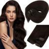 Sunny Hair Clip in Hair Extensions Real Human Hair 120g Remy Hair Clip in Extensions for Women Human Hair Extensions Ombre Walnut Brown to Light Brown Balayage Blonde 24 Inch(A-5 #2-Dark Brown)