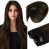Sunny Hair Clip in Hair Extensions Real Human Hair 120g Remy Hair Clip in Extensions for Women Human Hair Extensions Ombre Walnut Brown to Light Brown Balayage Blonde 24 Inch(A-5 #Balayage-2/6/2-Dark Brown Mix)