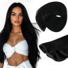 Sunny Hair Clip in Hair Extensions Real Human Hair 120g Remy Hair Clip in Extensions for Women Human Hair Extensions Ombre Walnut Brown to Light Brown Balayage Blonde 24 Inch(A-3 #1-Jet Black)