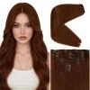 Ve Sunny Human Hair Clip in Extensions Double Weft Ginger Copper Clip on Hair Extensions for Women Short Hair Extensions Real Human Hair 7pcs 14 Inch 105g(Clip-8 #30 Auburn Copper)