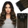 Ve Sunny Human Hair Clip in Extensions Double Weft Ginger Copper Clip on Hair Extensions for Women Short Hair Extensions Real Human Hair 7pcs 14 Inch 105g(Seamless-Clip-2 #2/2/6 Dark Brown Mix Chestnut Brown)
