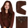 Ve Sunny Human Hair Clip in Extensions Double Weft Ginger Copper Clip on Hair Extensions for Women Short Hair Extensions Real Human Hair 7pcs 14 Inch 105g(Clip-8 #33 Dark Auburn Red)