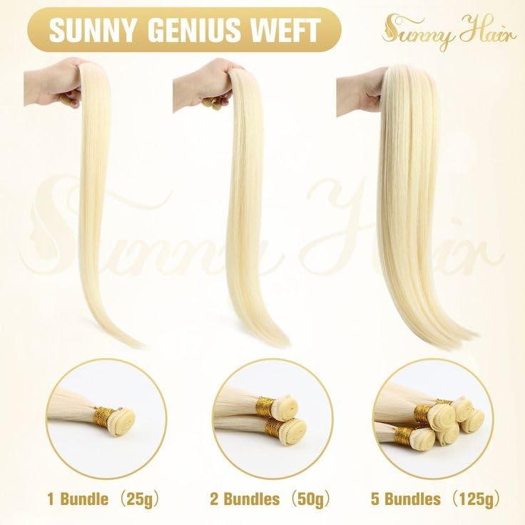 imageSunny Hair Virgin Human Hair Weft Extensions Black Human Hair Extensions Sew in Genius Weft Sew in Hair Extensions Real Human Hair Handtied Black 20inch 25g1