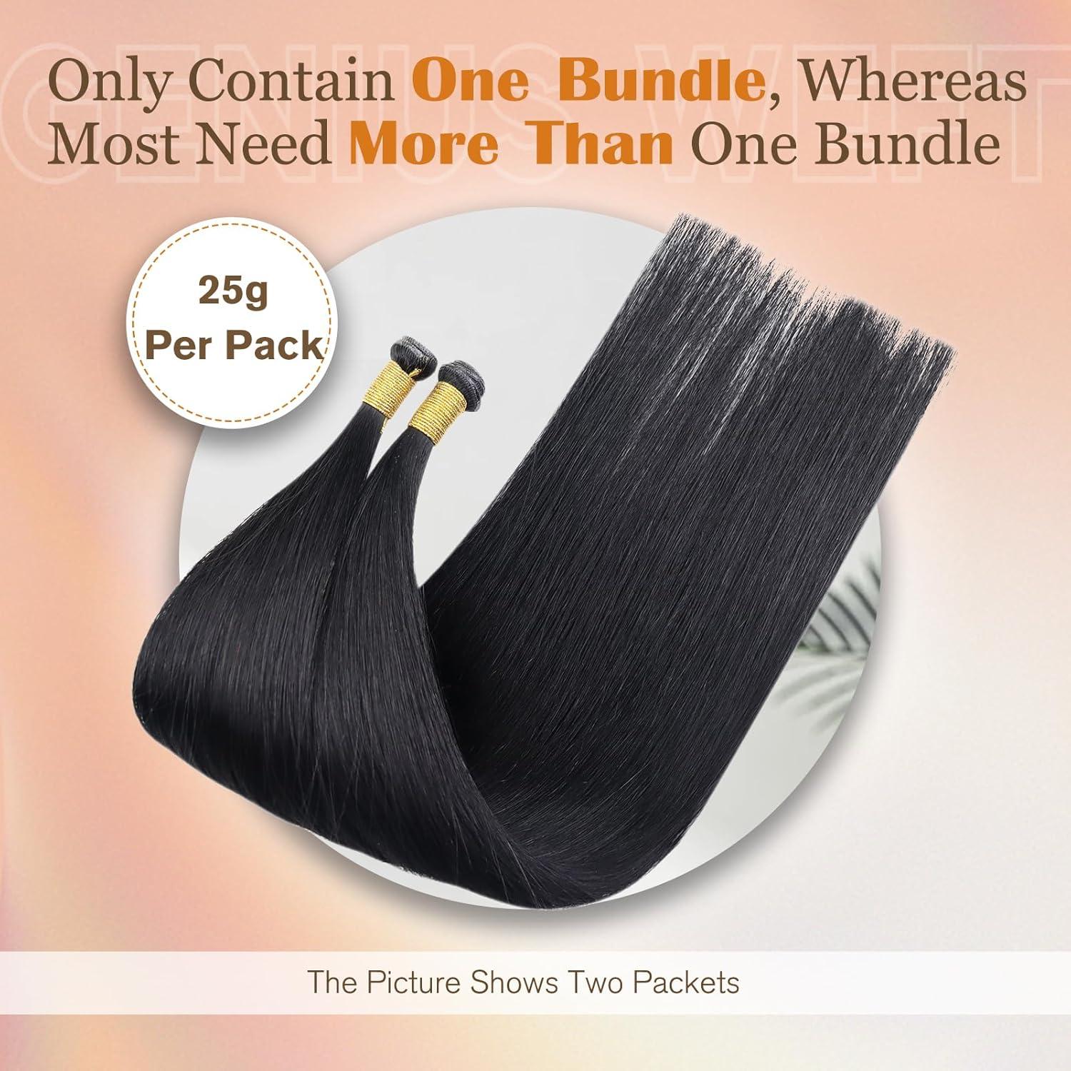 imageSunny Hair Virgin Human Hair Weft Extensions Black Human Hair Extensions Sew in Genius Weft Sew in Hair Extensions Real Human Hair Handtied Black 20inch 25g1