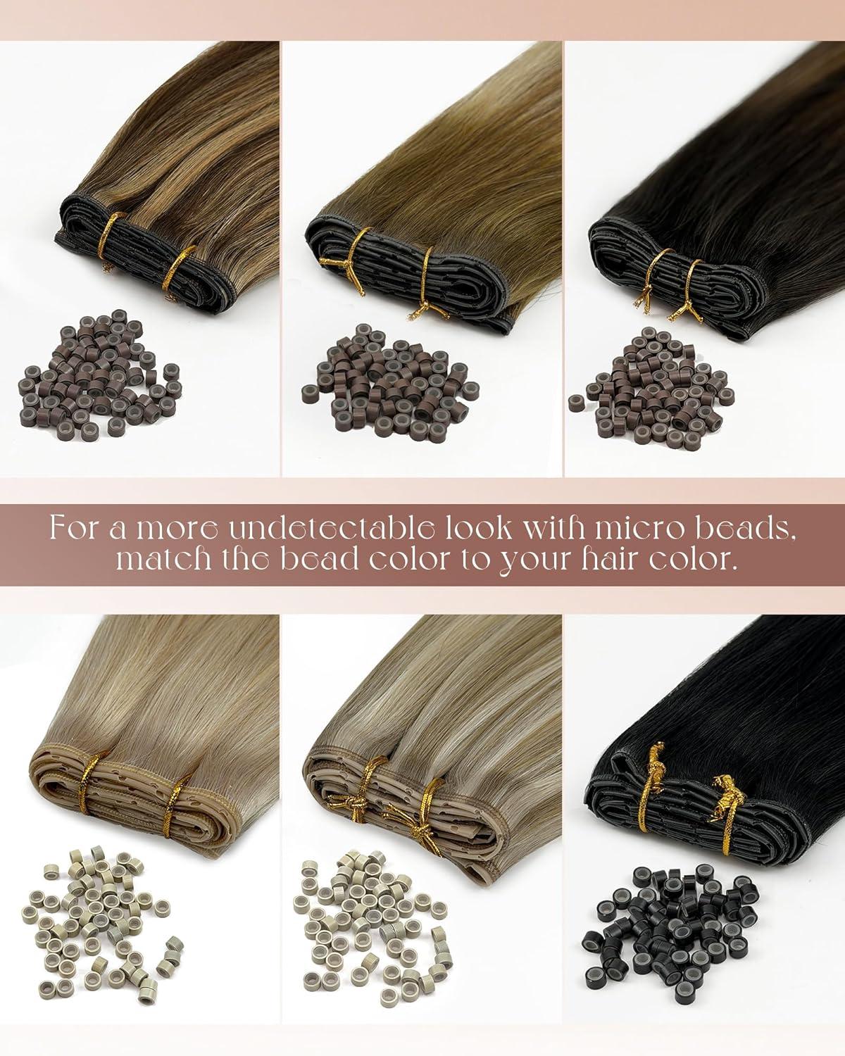 imageSunny Hair Weft Hair Extensions Human Hair 18inch Sew in Hair Extensions Real Human Hair Highlights Human Hair Weft Extensions Dark Brown Mix Caramel Blonde Natural Hair Weft for Women 100gB1622Golden Blonde Highlights