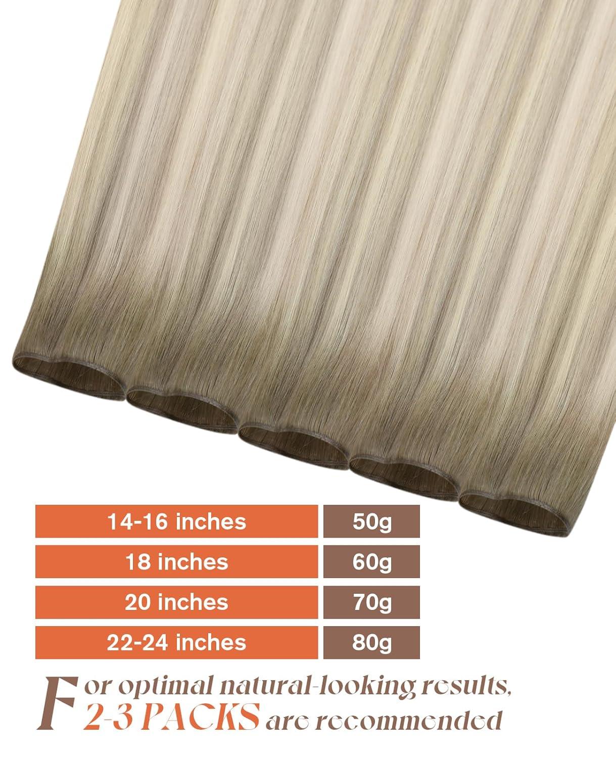 imageSunny Hair Weft Hair Extensions Human Hair 18inch Sew in Hair Extensions Real Human Hair Highlights Human Hair Weft Extensions Dark Brown Mix Caramel Blonde Natural Hair Weft for Women 100gCSun186060AAsh Blonde Ombre