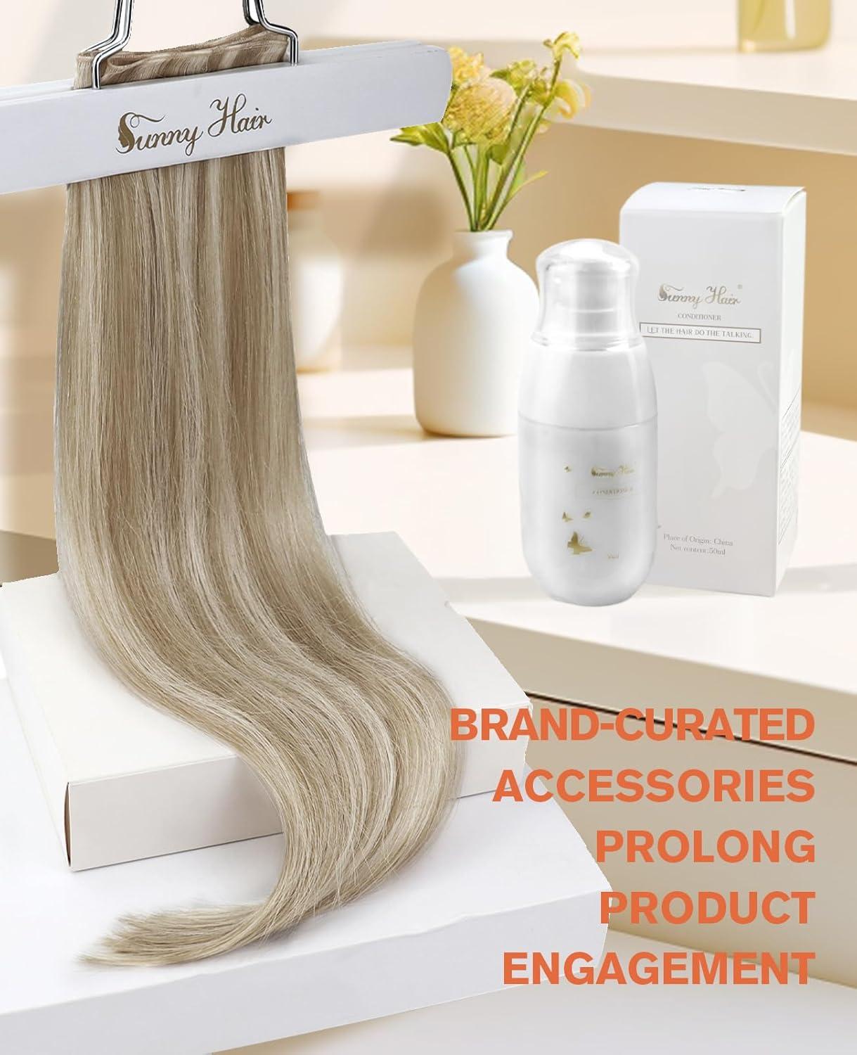 imageSunny Hair Weft Hair Extensions Human Hair 18inch Sew in Hair Extensions Real Human Hair Highlights Human Hair Weft Extensions Dark Brown Mix Caramel Blonde Natural Hair Weft for Women 100gB1622Golden Blonde Highlights