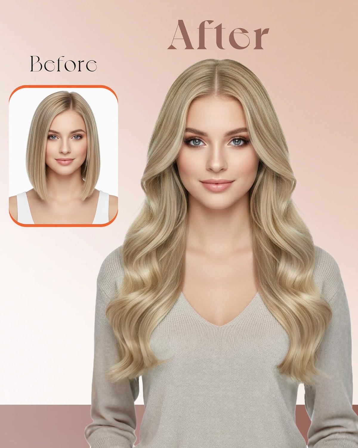 imageSunny Hair Weft Hair Extensions Human Hair 18inch Sew in Hair Extensions Real Human Hair Highlights Human Hair Weft Extensions Dark Brown Mix Caramel Blonde Natural Hair Weft for Women 100gB1622Golden Blonde Highlights