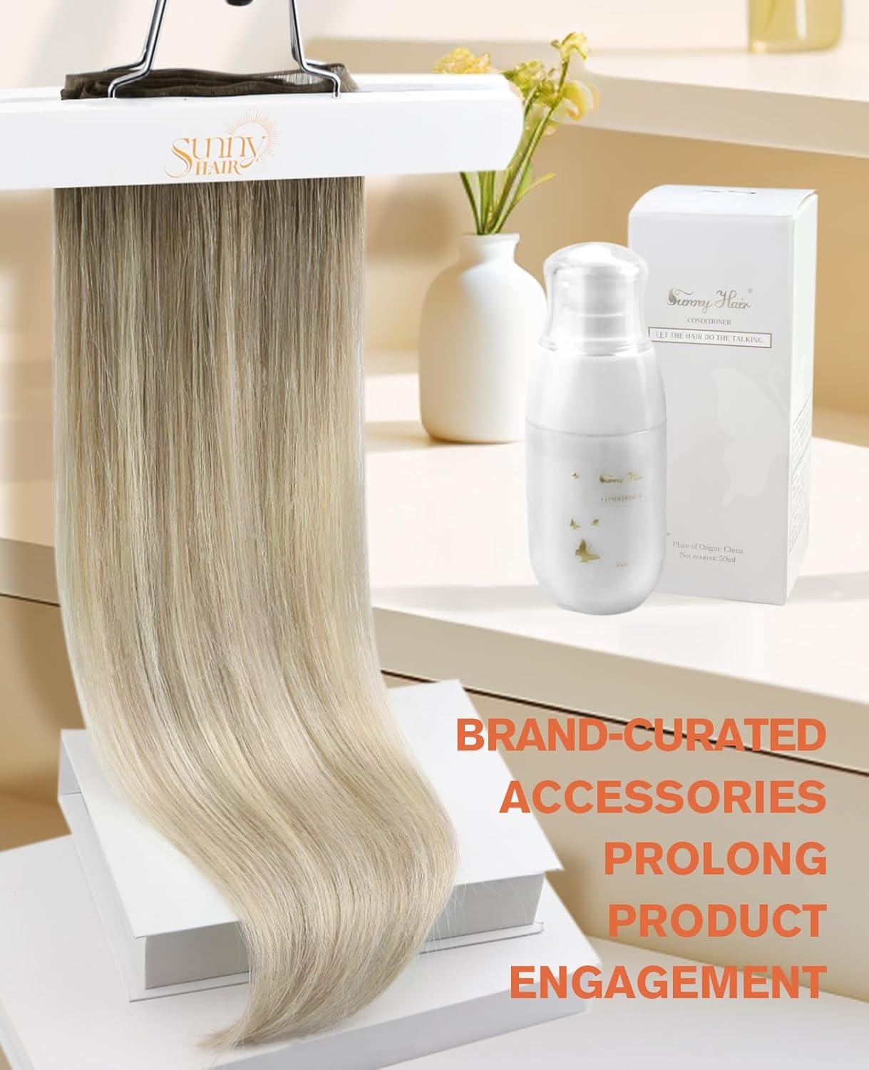 imageSunny Hair Weft Hair Extensions Human Hair 18inch Sew in Hair Extensions Real Human Hair Highlights Human Hair Weft Extensions Dark Brown Mix Caramel Blonde Natural Hair Weft for Women 100gCSun186060AAsh Blonde Ombre
