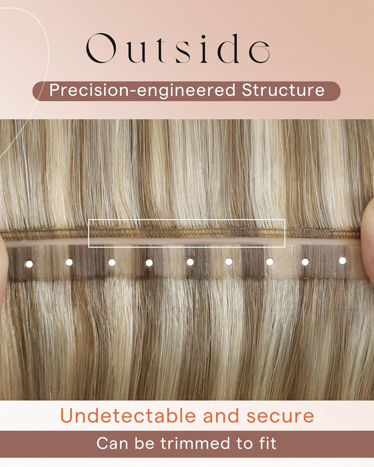 imageSunny Hair Weft Hair Extensions Human Hair 18inch Sew in Hair Extensions Real Human Hair Highlights Human Hair Weft Extensions Dark Brown Mix Caramel Blonde Natural Hair Weft for Women 100gB1622Golden Blonde Highlights