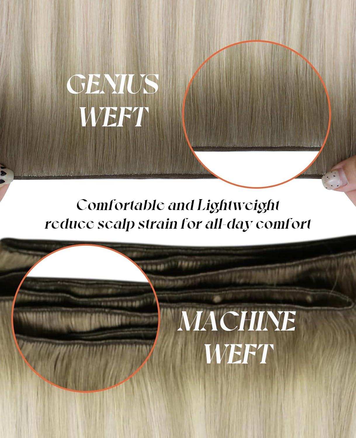 imageSunny Hair Weft Hair Extensions Human Hair 18inch Sew in Hair Extensions Real Human Hair Highlights Human Hair Weft Extensions Dark Brown Mix Caramel Blonde Natural Hair Weft for Women 100gCSun186060AAsh Blonde Ombre