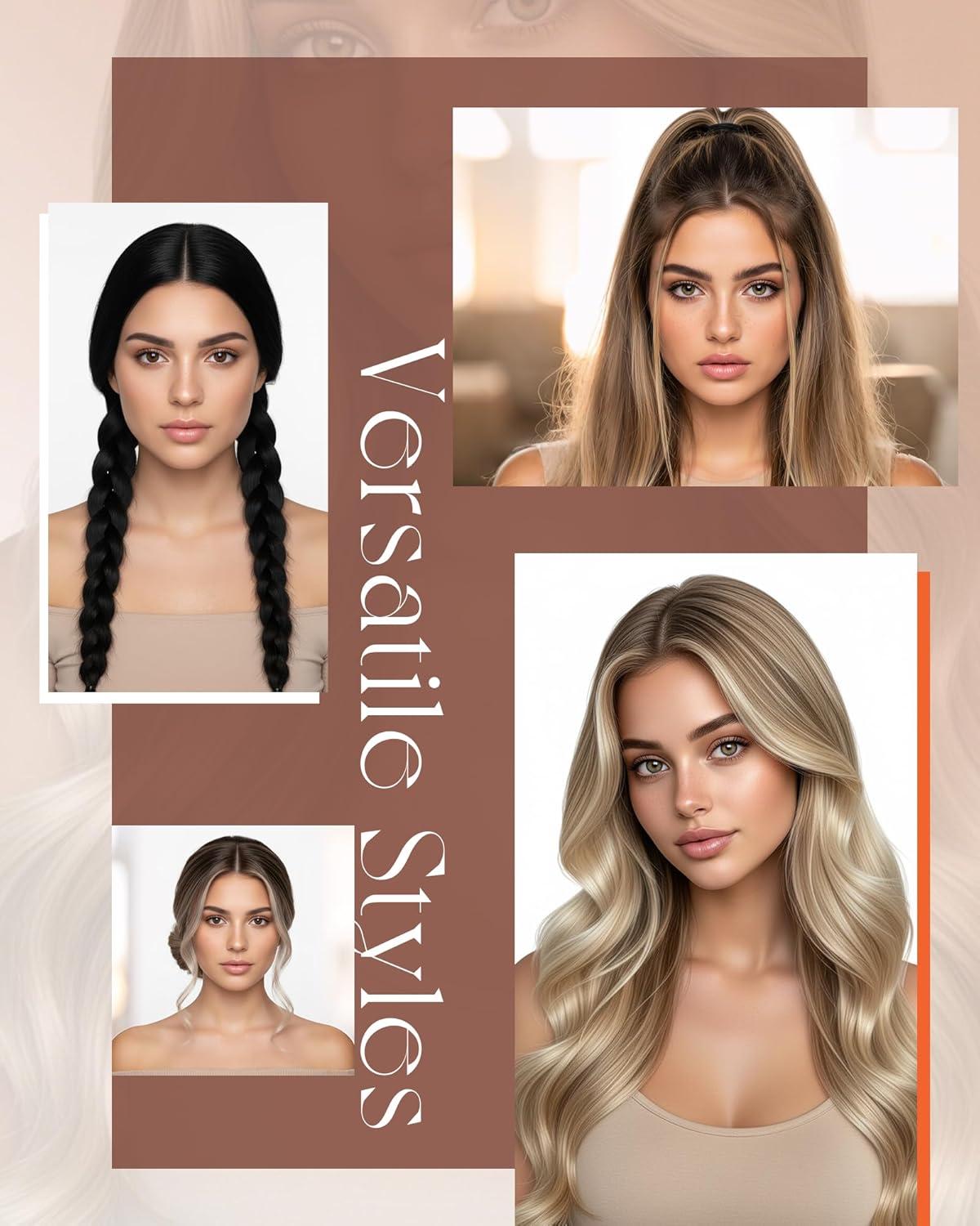 imageSunny Hair Weft Hair Extensions Human Hair 18inch Sew in Hair Extensions Real Human Hair Highlights Human Hair Weft Extensions Dark Brown Mix Caramel Blonde Natural Hair Weft for Women 100gB1622Golden Blonde Highlights