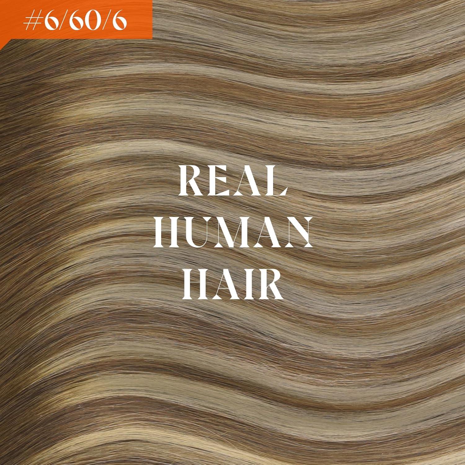 imageSunny Hair Wire Hair Extensions Real Human Hair Fish Line Human Hair Extensions Invisible Wire Extensions Golden Blonde with Medium Blonde Highlights 1622 18 InchB1 6606