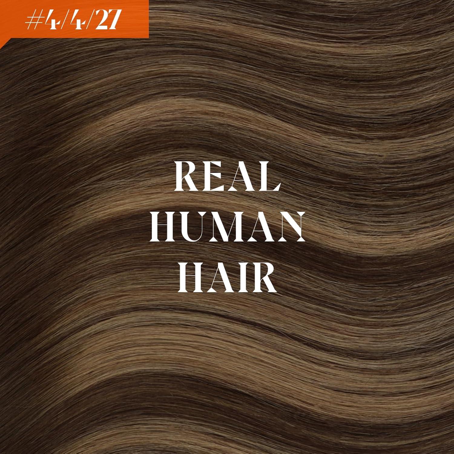 imageSunny Hair Wire Hair Extensions Real Human Hair Fish Line Human Hair Extensions Invisible Wire Extensions Golden Blonde with Medium Blonde Highlights 1622 18 InchA1 4274