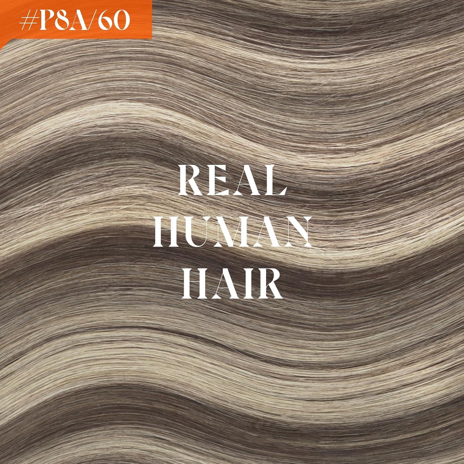 imageSunny Hair Wire Hair Extensions Real Human Hair Fish Line Human Hair Extensions Invisible Wire Extensions Golden Blonde with Medium Blonde Highlights 1622 18 InchC4 P8A60 New