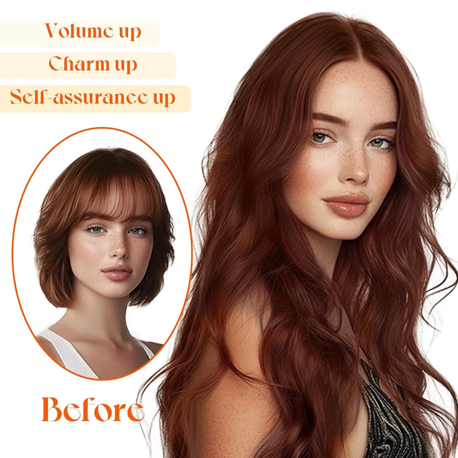 imageSunny Hair Wire Hair Extensions Real Human Hair Fish Line Human Hair Extensions Invisible Wire Extensions Golden Blonde with Medium Blonde Highlights 1622 18 InchB4 33 Auburn