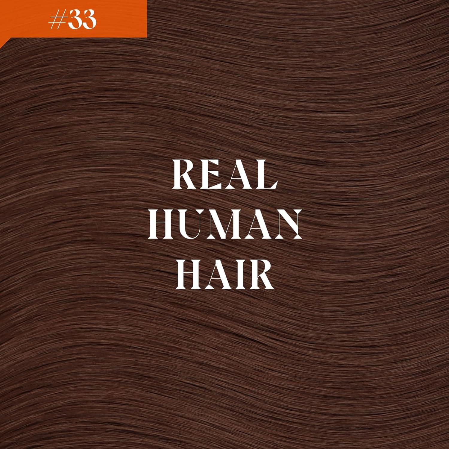imageSunny Hair Wire Hair Extensions Real Human Hair Fish Line Human Hair Extensions Invisible Wire Extensions Golden Blonde with Medium Blonde Highlights 1622 18 InchB4 33 Auburn