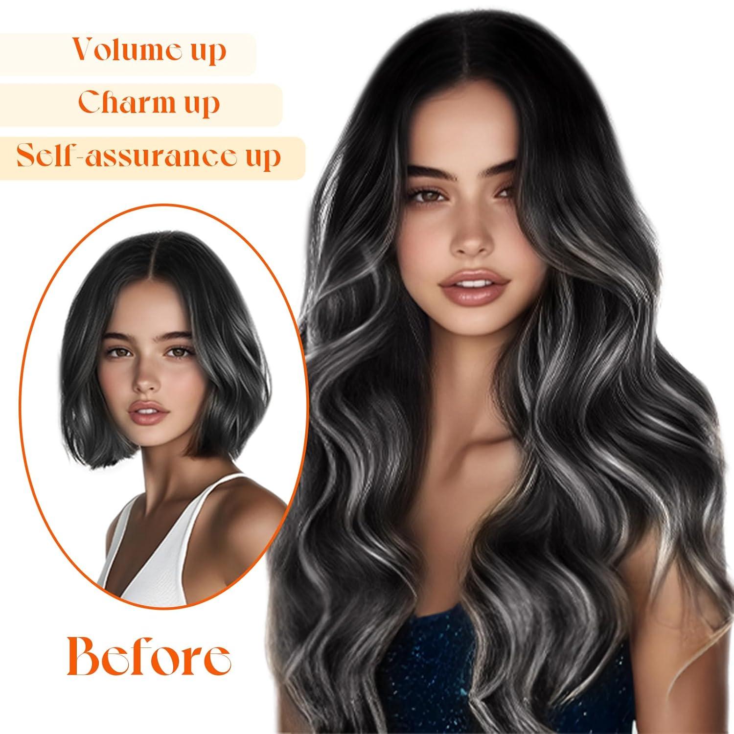imageSunny Hair Wire Hair Extensions Real Human Hair Fish Line Human Hair Extensions Invisible Wire Extensions Golden Blonde with Medium Blonde Highlights 1622 18 InchC3 1BS1B New