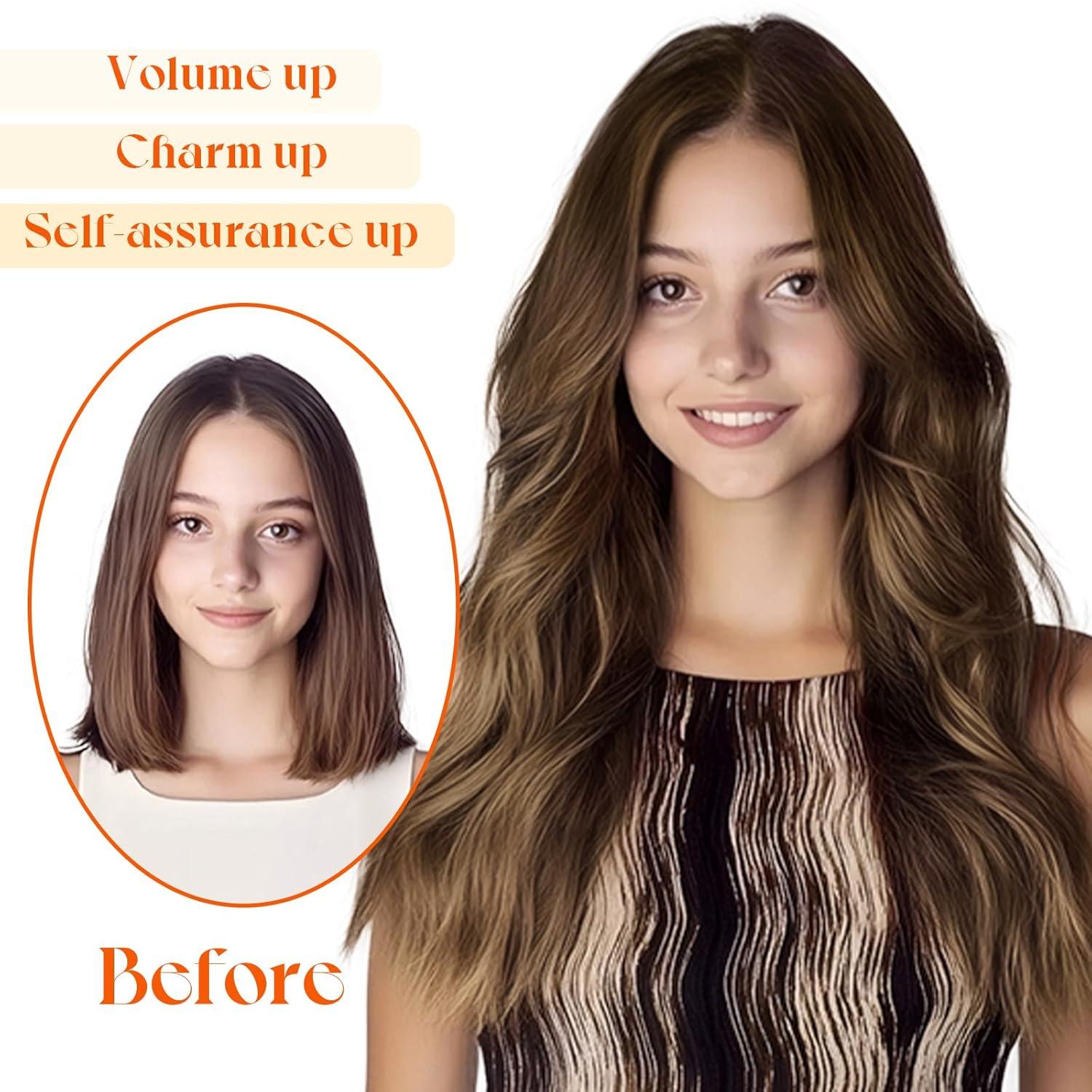 imageSunny Hair Wire Hair Extensions Real Human Hair Fish Line Human Hair Extensions Invisible Wire Extensions Golden Blonde with Medium Blonde Highlights 1622 18 InchA1 4274