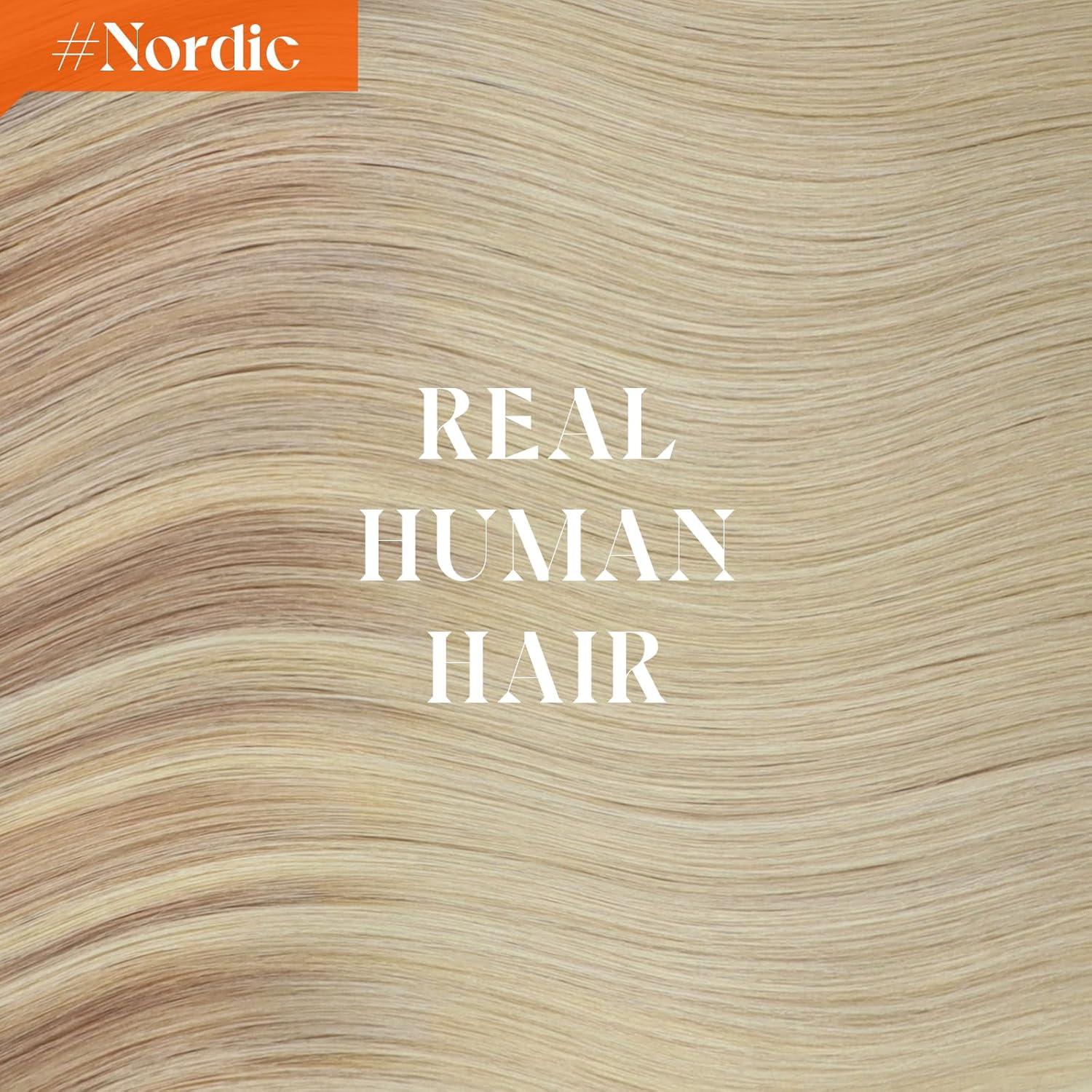 imageSunny Hair Wire Hair Extensions Real Human Hair Fish Line Human Hair Extensions Invisible Wire Extensions Golden Blonde with Medium Blonde Highlights 1622 18 InchC2 182260