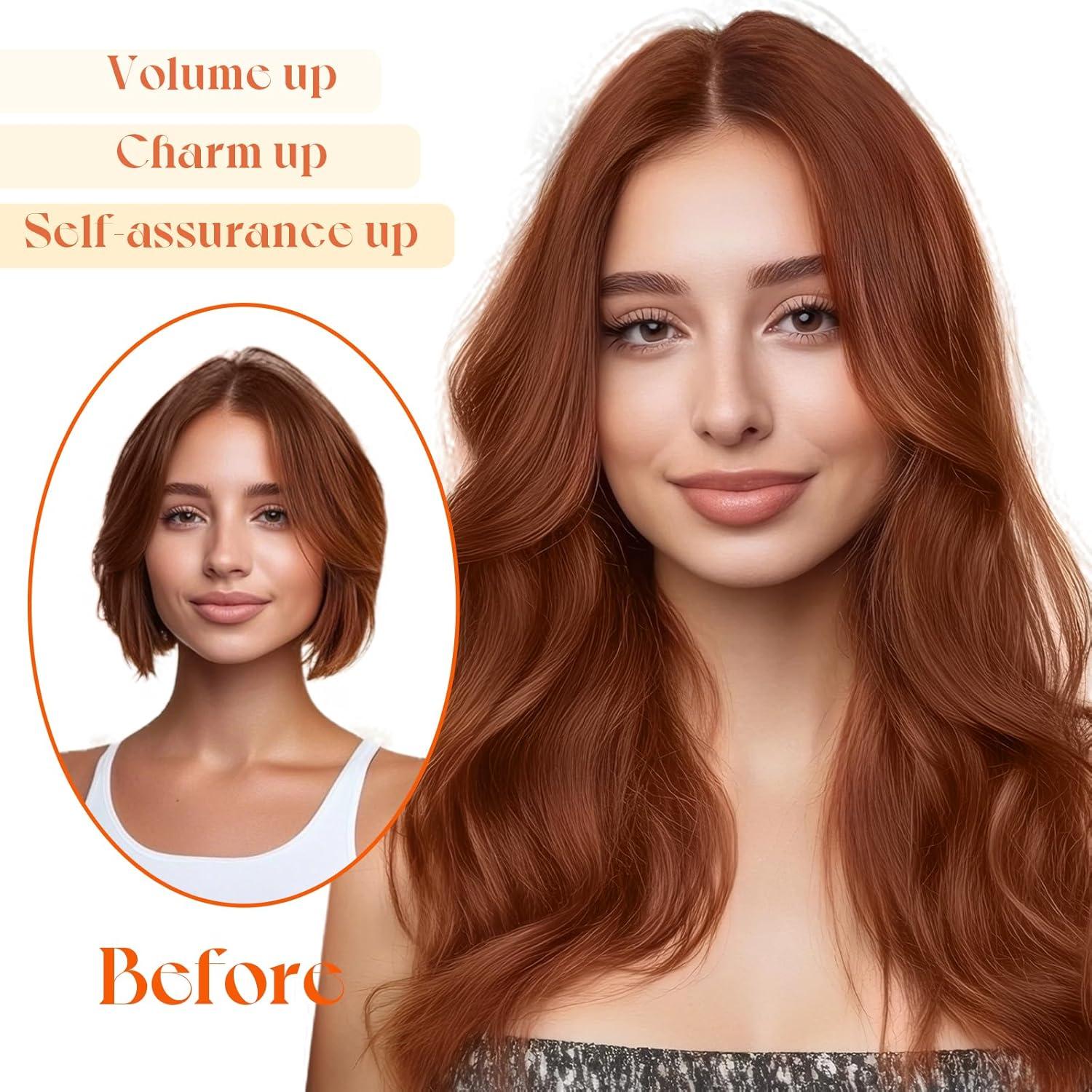 imageSunny Hair Wire Hair Extensions Real Human Hair Fish Line Human Hair Extensions Invisible Wire Extensions Golden Blonde with Medium Blonde Highlights 1622 18 InchC4 30 Light Auburn New