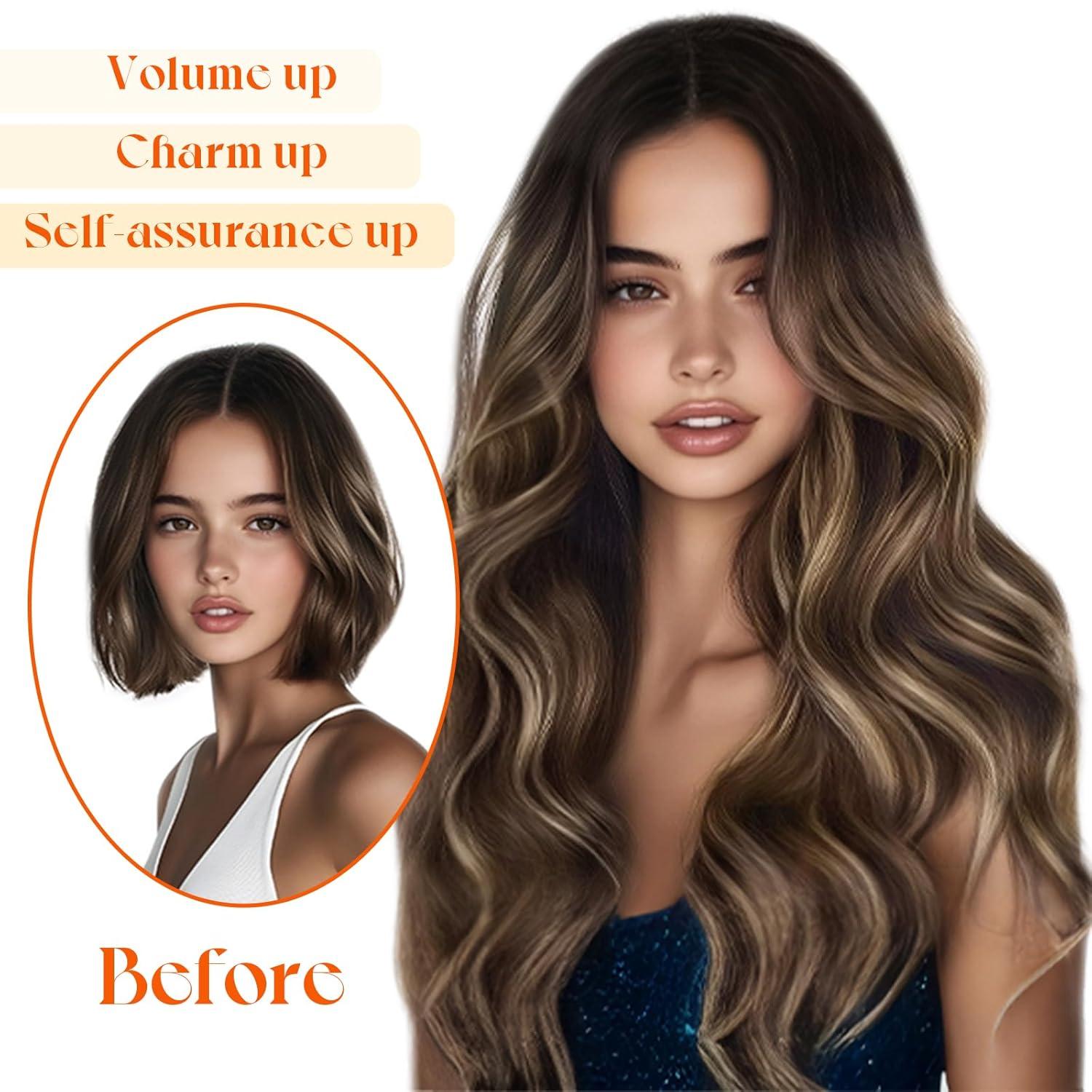imageSunny Hair Wire Hair Extensions Real Human Hair Fish Line Human Hair Extensions Invisible Wire Extensions Golden Blonde with Medium Blonde Highlights 1622 18 InchC2 1B427