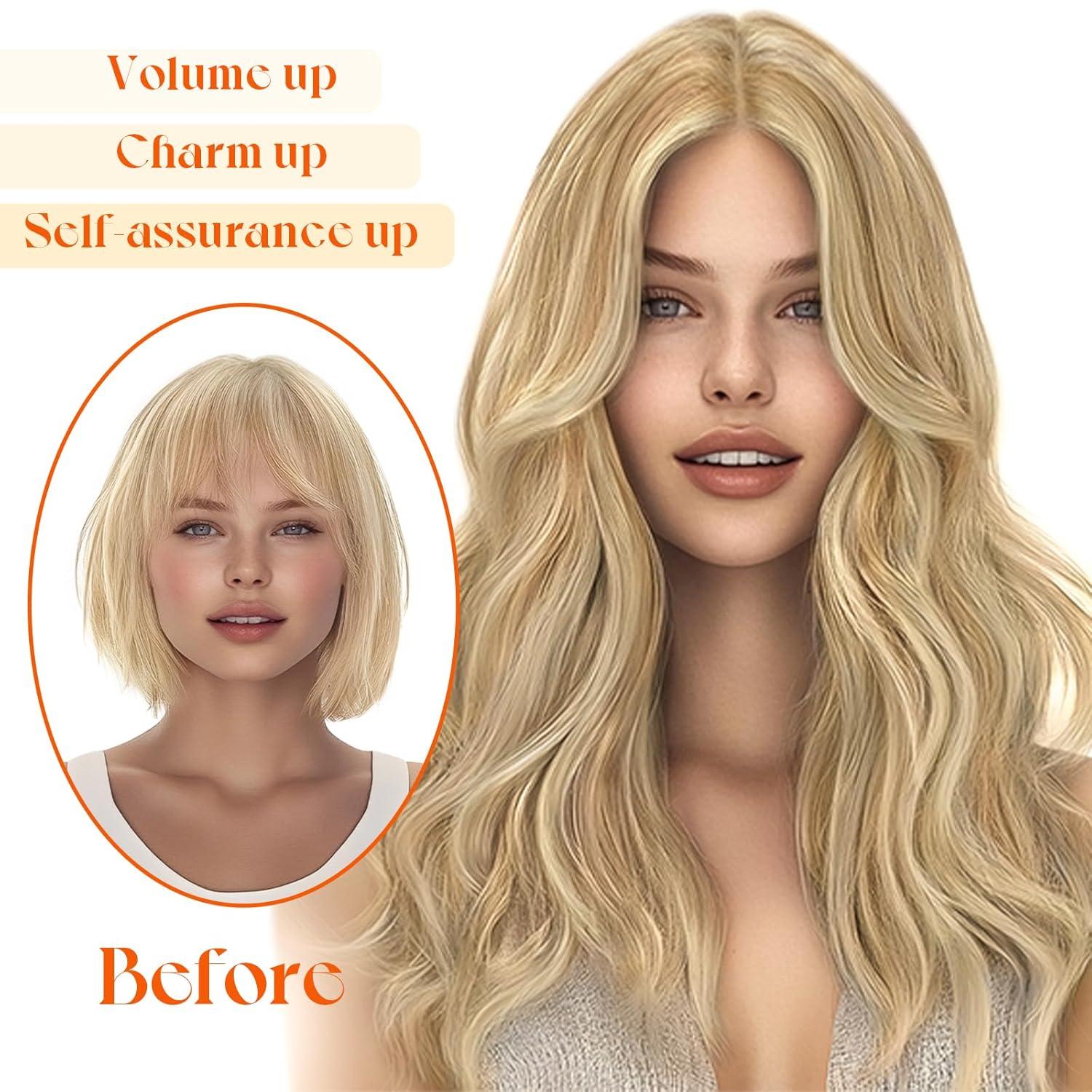imageSunny Hair Wire Hair Extensions Real Human Hair Fish Line Human Hair Extensions Invisible Wire Extensions Golden Blonde with Medium Blonde Highlights 1622 18 InchA2 27613