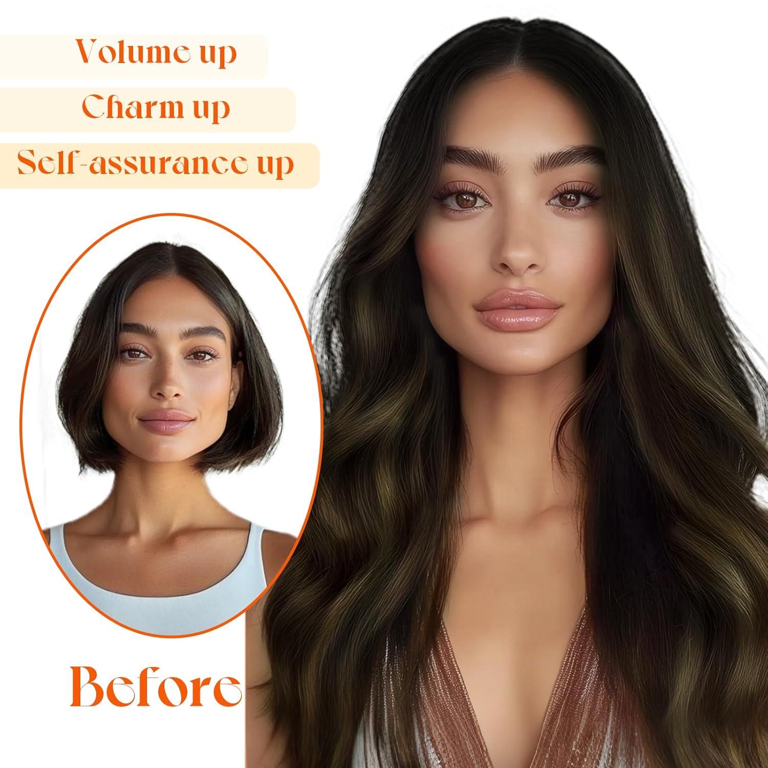 imageSunny Hair Wire Hair Extensions Real Human Hair Fish Line Human Hair Extensions Invisible Wire Extensions Golden Blonde with Medium Blonde Highlights 1622 18 InchB1 262