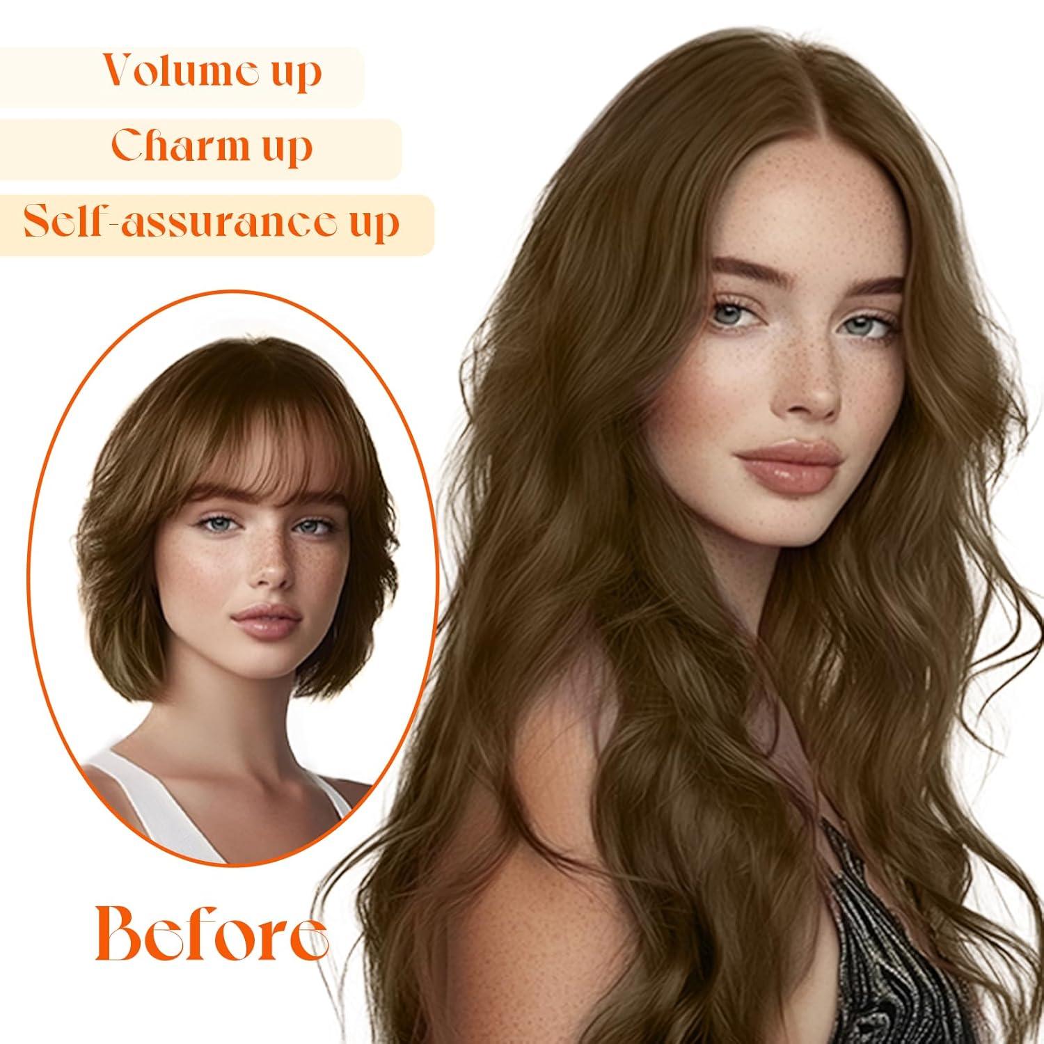 imageSunny Hair Wire Hair Extensions Real Human Hair Fish Line Human Hair Extensions Invisible Wire Extensions Golden Blonde with Medium Blonde Highlights 1622 18 InchC3 3 Cool Brown New