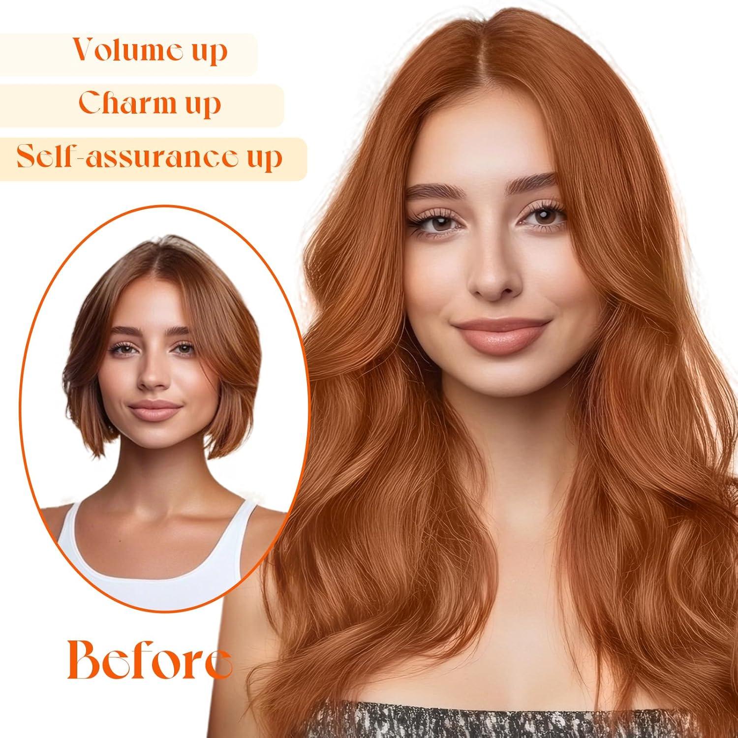 imageSunny Hair Wire Hair Extensions Real Human Hair Fish Line Human Hair Extensions Invisible Wire Extensions Golden Blonde with Medium Blonde Highlights 1622 18 InchB4 350 Copper