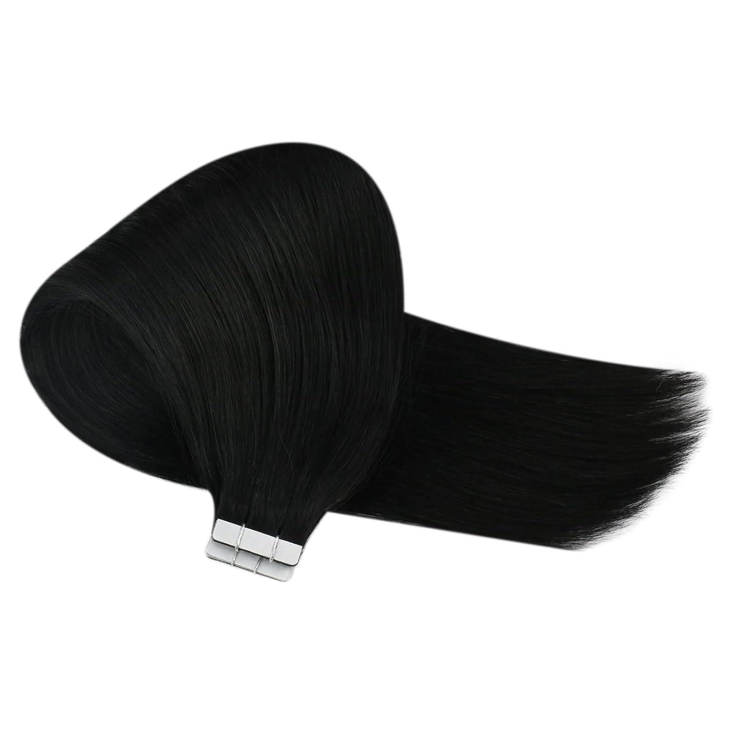 imageVe Sunny Tape in Hair Extensions Real Human Hair Invisible Remy Human Hair Straight Tape Ins Double Sided Cool Brown Ombre Light Brown Balayage Medium Blonde 16 inch 10Pcs 25G1E Tape1
