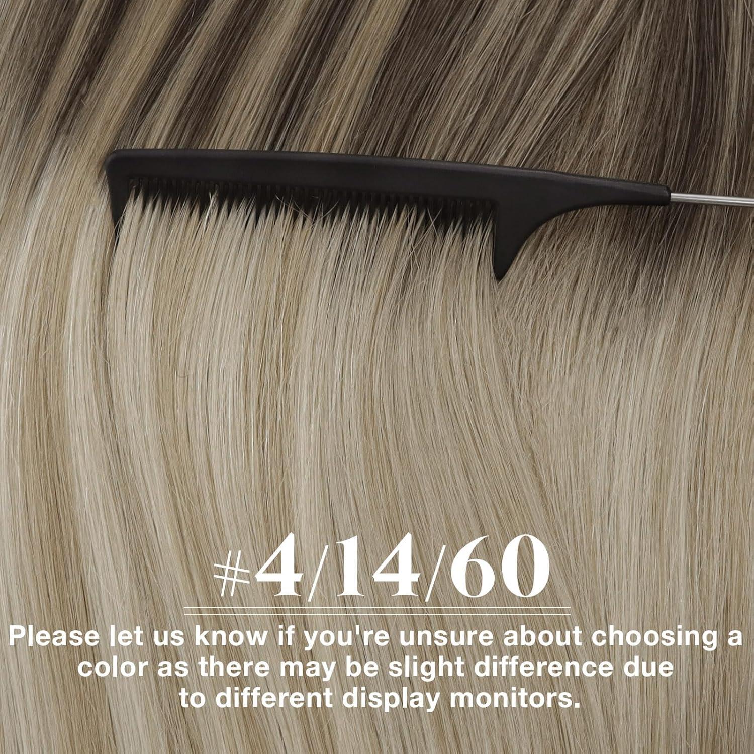 imageVe Sunny Tape in Real Human Hair Extensions Invisible Hair Extensions Remy Tape in Extensions for Women Dark Brown Balayage Dark Golden Blonde Highlight Platinum Blonde 18 inch 10Pcs 25G