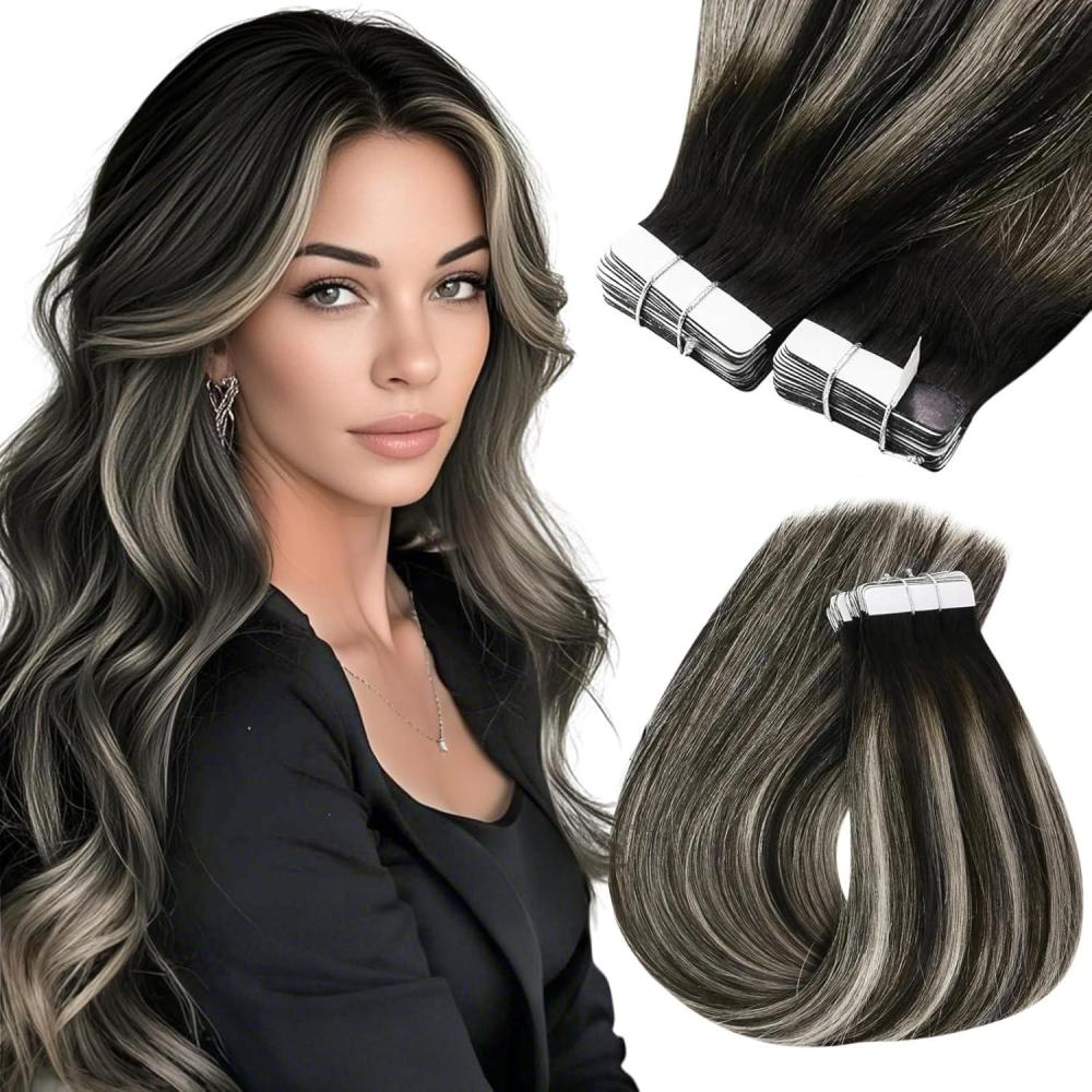 imageSunny Hair Tape in Hair Extensions Human Hair Light Brown Highlight Blonde Tape on Extensions for Wedding Blonde Fashion Extensions 20inch 20pcs