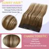 Sunny Clip in Hair Extensions Brown Balayage Real Human Hair Fish Line Hair Extensions #6/60/6 200g Full Head 16inch+18inch
