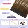 Sunny Clip in Hair Extensions Brown Balayage Real Human Hair Fish Line Hair Extensions #6/60/6 200g Full Head 16inch+18inch