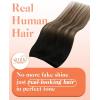 Sunny Hair Micro Bead Weft Extensions Real Human Hair Ash Blond MicroBeaded Weft Human Hair Extensions Blonde Highlights Bleach Blonde Real Human Hair for Women 20inch 50g(C-1B/4/27-Black Roots to Brown with Caramel Blonde)