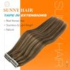 Sunny Hair Tape in Hair Extensions Human Hair 18 Inch Remy Hair Extensions Tape ins for Women Dark Brown Highlight Caramel Blonde Hair Extensions Real Human Hair Tape Ins 20Pcs 50g