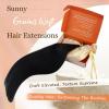 Sunny Hair Virgin Human Hair Weft Extensions Black Human Hair Extensions Sew in Genius Weft Sew in Hair Extensions Real Human Hair Hand-tied Black 20inch 25g(#1)