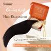 Sunny Hair Virgin Human Hair Weft Extensions Black Human Hair Extensions Sew in Genius Weft Sew in Hair Extensions Real Human Hair Hand-tied Black 20inch 25g(Brown)