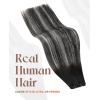 Sunny Hair Weft Hair Extensions Human Hair 18inch Sew in Hair Extensions Real Human Hair Highlights Human Hair Weft Extensions Dark Brown Mix Caramel Blonde Natural Hair Weft for Women 100g(C-#1B/S/1B Black Roots to Silver Grey)
