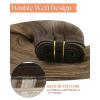 Sunny Hair Weft Hair Extensions Human Hair 18inch Sew in Hair Extensions Real Human Hair Highlights Human Hair Weft Extensions Dark Brown Mix Caramel Blonde Natural Hair Weft for Women 100g(B-#4/27/4-Dark Brown Balayage Caramel Blonde)