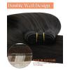 Sunny Hair Weft Hair Extensions Human Hair 18inch Sew in Hair Extensions Real Human Hair Highlights Human Hair Weft Extensions Dark Brown Mix Caramel Blonde Natural Hair Weft for Women 100g(C-#1B-Natural Black)