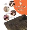 Sunny Hair Weft Hair Extensions Human Hair 18inch Sew in Hair Extensions Real Human Hair Highlights Human Hair Weft Extensions Dark Brown Mix Caramel Blonde Natural Hair Weft for Women 100g(C-#4/14/60-Dark Brown Roots to Blonde)