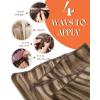Sunny Hair Weft Hair Extensions Human Hair 18inch Sew in Hair Extensions Real Human Hair Highlights Human Hair Weft Extensions Dark Brown Mix Caramel Blonde Natural Hair Weft for Women 100g(C-#1C-Mocha Brown)