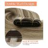Sunny Hair Weft Hair Extensions Human Hair 18inch Sew in Hair Extensions Real Human Hair Highlights Human Hair Weft Extensions Dark Brown Mix Caramel Blonde Natural Hair Weft for Women 100g(C-#8P/60-Light Brown Highlight)